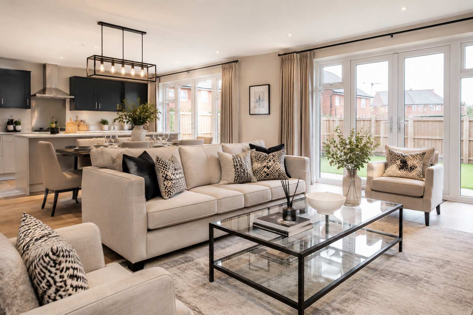 Presentation-ready living room after professional cleaning